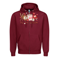 Burgundy tis the season baseball Zipper Hoodie - MaliasSmallBusiness