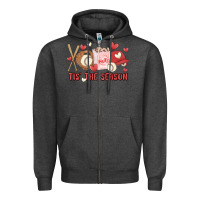 Charcoal Heather tis the season baseball Zipper Hoodie - MaliasSmallBusiness
