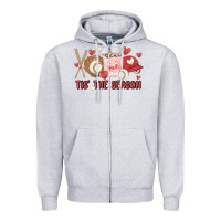 Heather Grey tis the season baseball Zipper Hoodie - MaliasSmallBusiness