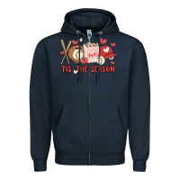 Navy tis the season baseball Zipper Hoodie - MaliasSmallBusiness
