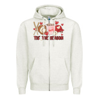 Oatmeal Heather tis the season baseball Zipper Hoodie - MaliasSmallBusiness