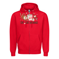 Red tis the season baseball Zipper Hoodie - MaliasSmallBusiness