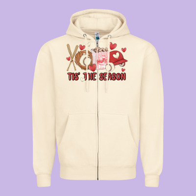 Tis The Season Baseball Zipper Hoodie Designed By Maliassmallbusiness