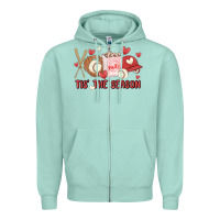 Seafoam tis the season baseball Zipper Hoodie - MaliasSmallBusiness