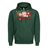 Sports Green tis the season baseball Zipper Hoodie - MaliasSmallBusiness