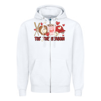 White tis the season baseball Zipper Hoodie - MaliasSmallBusiness
