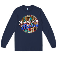 Navy american babe Long Sleeve Tee - JahusDesignShop