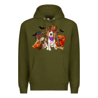 Army Green Halloween beagle dog Premium Hoodie - RanaPortraitStore