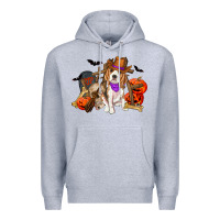 Heather Grey Halloween beagle dog Premium Hoodie - RanaPortraitStore