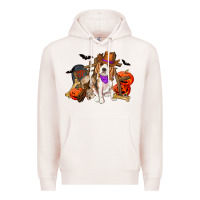 Pale Pink Halloween beagle dog Premium Hoodie - RanaPortraitStore