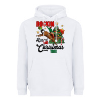 White rockin around the christmas tree Heavyweight Hoodie - MaliasSmallBusiness