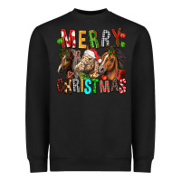 Black Merry christmas horses Heavyweight Sweatshirt - FaDigitalArtStudio
