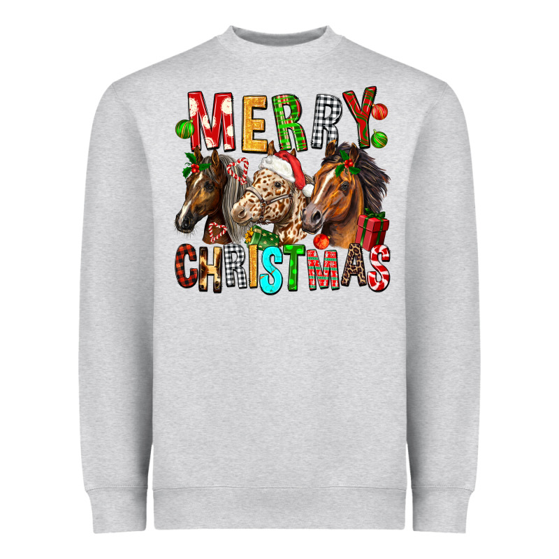 Merry Christmas Horses Heavyweight Sweatshirt by FaDigitalArtStudio | Teevron