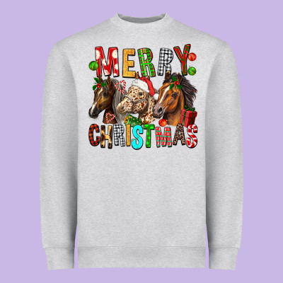 Merry Christmas Horses Heavyweight Sweatshirt Designed By Fadigitalartstudio