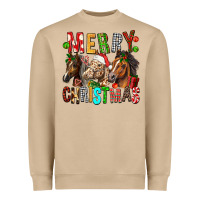 Mushroom Merry christmas horses Heavyweight Sweatshirt - FaDigitalArtStudio