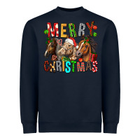 Navy Merry christmas horses Heavyweight Sweatshirt - FaDigitalArtStudio
