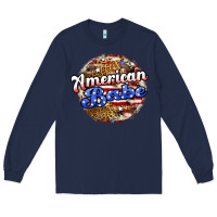 Navy american babe Long Sleeve Tee - JahusDesignShop