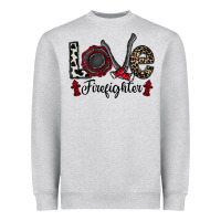 Heather Grey love firefighter Heavyweight Sweatshirt - CowhideDigitalArt