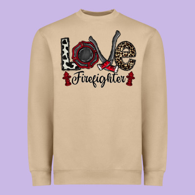 Love Firefighter Heavyweight Sweatshirt Designed By Cowhidedigitalart