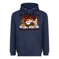 Navy We whisk you a Merry Christmas Heavyweight Hoodie - NancyCooperArtShop