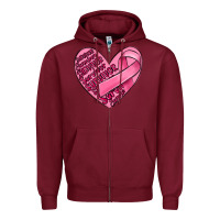 Burgundy heart breast cancer Zipper Hoodie - MaliasSmallBusiness