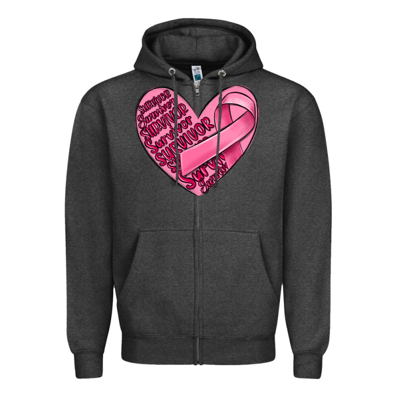 Heart Breast Cancer Zipper Hoodie by MaliasSmallBusiness | Teevron