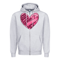 Heather Grey heart breast cancer Zipper Hoodie - MaliasSmallBusiness