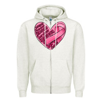 Oatmeal Heather heart breast cancer Zipper Hoodie - MaliasSmallBusiness