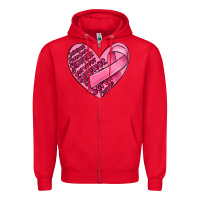 Red heart breast cancer Zipper Hoodie - MaliasSmallBusiness