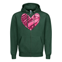 Sports Green heart breast cancer Zipper Hoodie - MaliasSmallBusiness