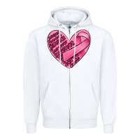 White heart breast cancer Zipper Hoodie - MaliasSmallBusiness