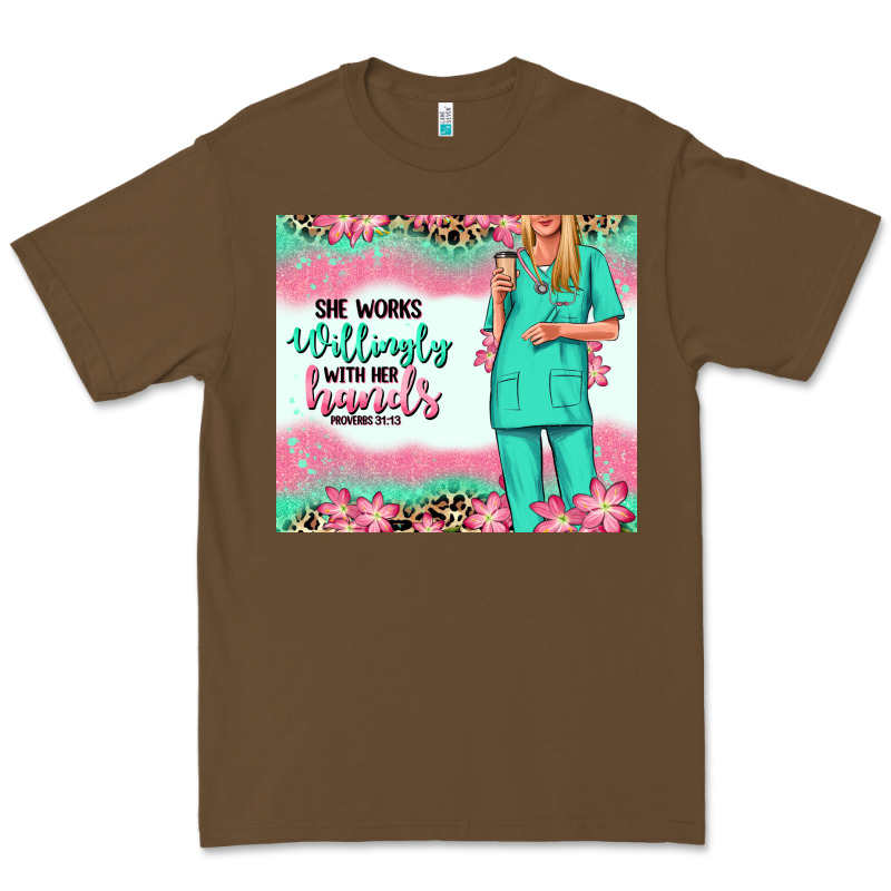She Works Willingly With Her Hands Blonde Nurse Premium Tee by RanaPortraitStore | Teevron