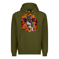 Army Green halloween pitbull dog Premium Hoodie - RanaPortraitStore