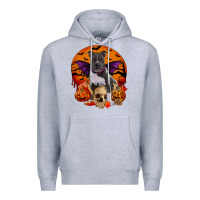 Heather Grey halloween pitbull dog Premium Hoodie - RanaPortraitStore