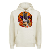 Oatmeal Heather halloween pitbull dog Premium Hoodie - RanaPortraitStore