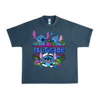 Midnight Navy preview flower stitch 1st grade Urban Heavy Tee - AdoDesignShop