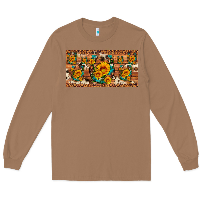 Sunflower Gemstone Leopard Cowhide Horseshoe License Plate Long Sleeve Tee by Artiststas | Teevron