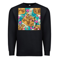 Black hairdresser apron and flowers with turquoise glitter seamless pattern  Premium Sweatshirt - BundleAndBundleShop