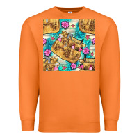 Carrot hairdresser apron and flowers with turquoise glitter seamless pattern  Premium Sweatshirt - BundleAndBundleShop
