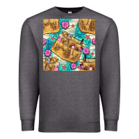 Charcoal Heather hairdresser apron and flowers with turquoise glitter seamless pattern  Premium Sweatshirt - BundleAndBundleShop