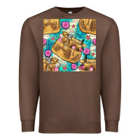 Chestnut hairdresser apron and flowers with turquoise glitter seamless pattern  Premium Sweatshirt - BundleAndBundleShop