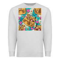 Dove Grey hairdresser apron and flowers with turquoise glitter seamless pattern  Premium Sweatshirt - BundleAndBundleShop