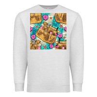 Oatmeal Heather hairdresser apron and flowers with turquoise glitter seamless pattern  Premium Sweatshirt - BundleAndBundleShop