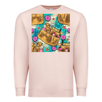 Pale Pink hairdresser apron and flowers with turquoise glitter seamless pattern  Premium Sweatshirt - BundleAndBundleShop