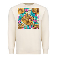 Hairdresser Apron And Flowers With Turquoise Glitter Seamless Pattern  Premium Sweatshirt | Teevron