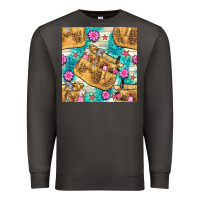 Smoke hairdresser apron and flowers with turquoise glitter seamless pattern  Premium Sweatshirt - BundleAndBundleShop