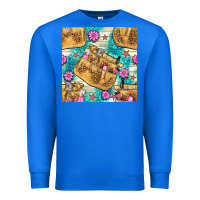 True Royal hairdresser apron and flowers with turquoise glitter seamless pattern  Premium Sweatshirt - BundleAndBundleShop