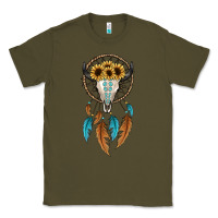 Army Green dreamer catcher bull skull Classic Tee - JahusDesignShop