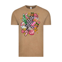 Pink Christmas Lightning Bolt Vintage Tee | Teevron