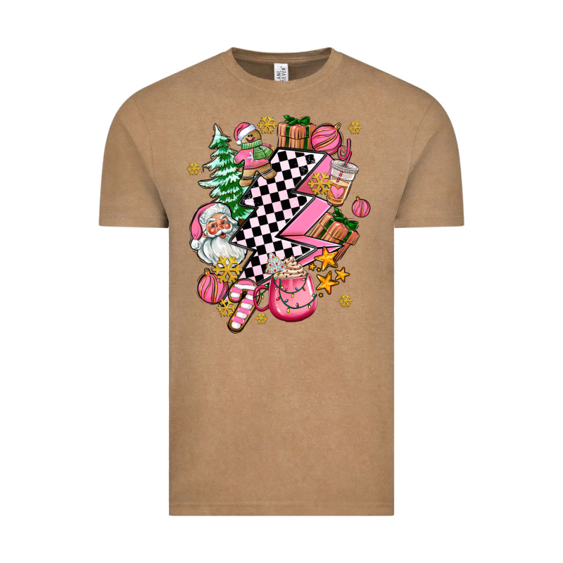 Pink Christmas Lightning Bolt Vintage Tee by AdoDesignShop | Teevron